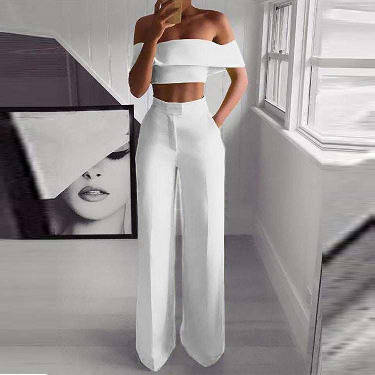 Women's Strapless & Wide Leg Pants Two-Piece Set