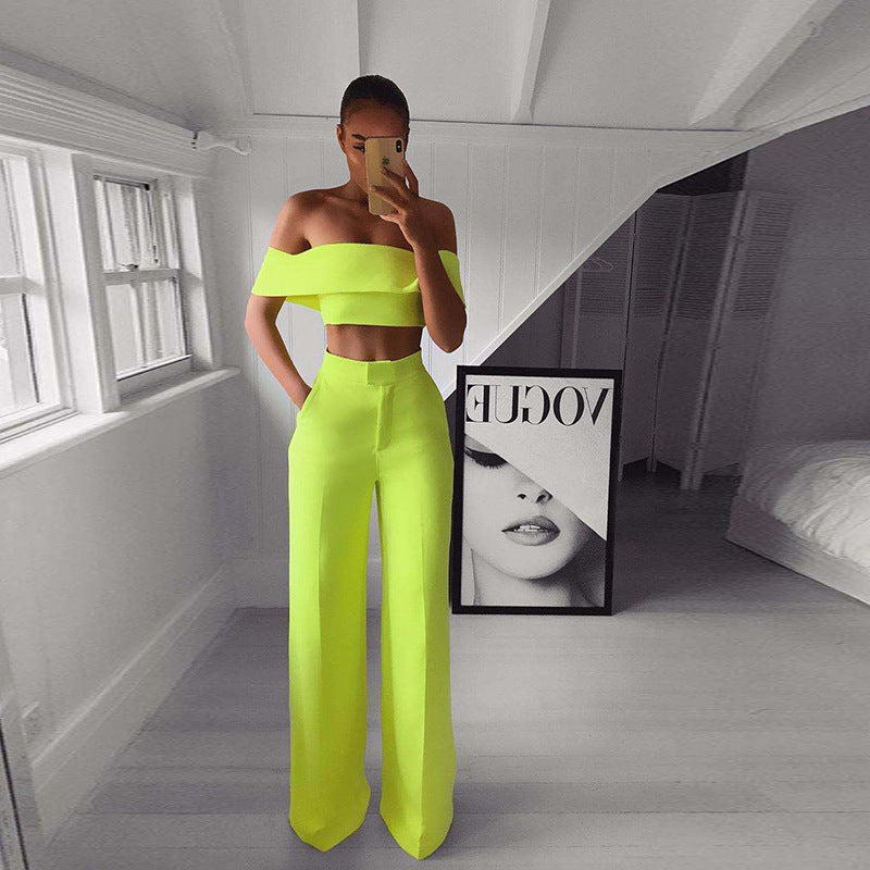 Women's Strapless & Wide Leg Pants Two-Piece Set