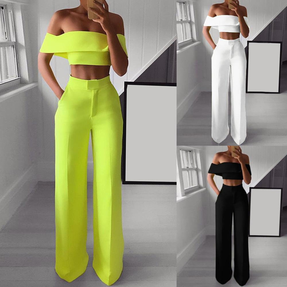 Women's Strapless & Wide Leg Pants Two-Piece Set
