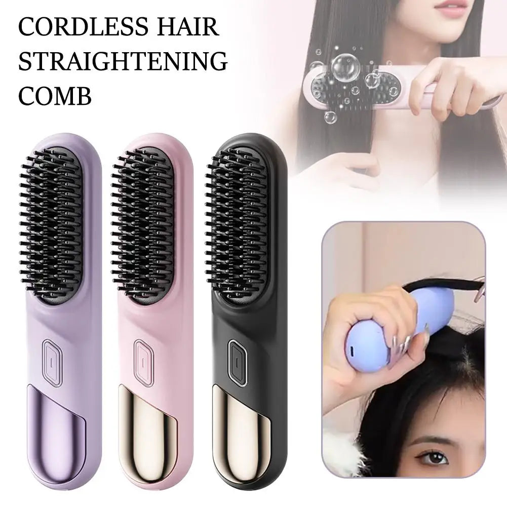 Cordless Hair Straightener Brush  Wet & Dry Ionic Styling Tool