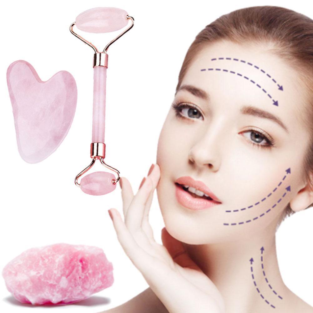 Rose Quartz Face Roller & Gua Sha Set"
