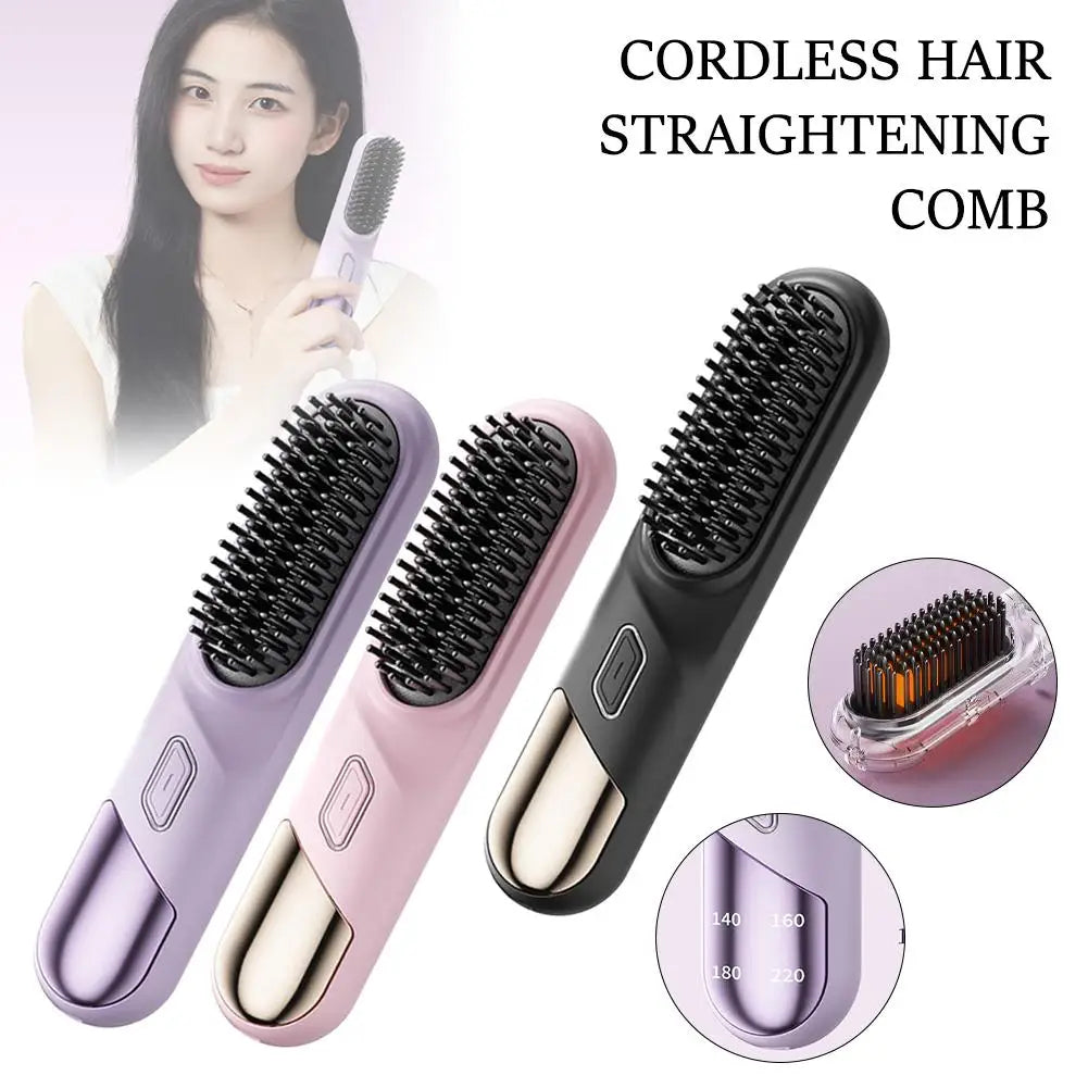 Cordless Hair Straightener Brush  Wet & Dry Ionic Styling Tool